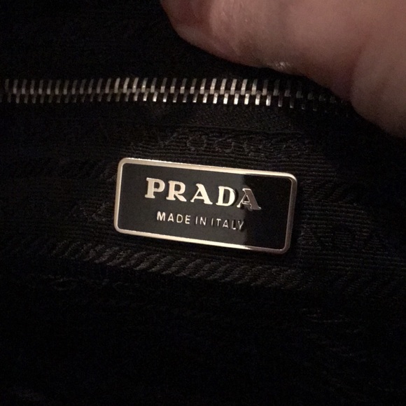 PRADA Purse in Black fabric - corners & handle leather . Leather binding - Picture 3 of 12